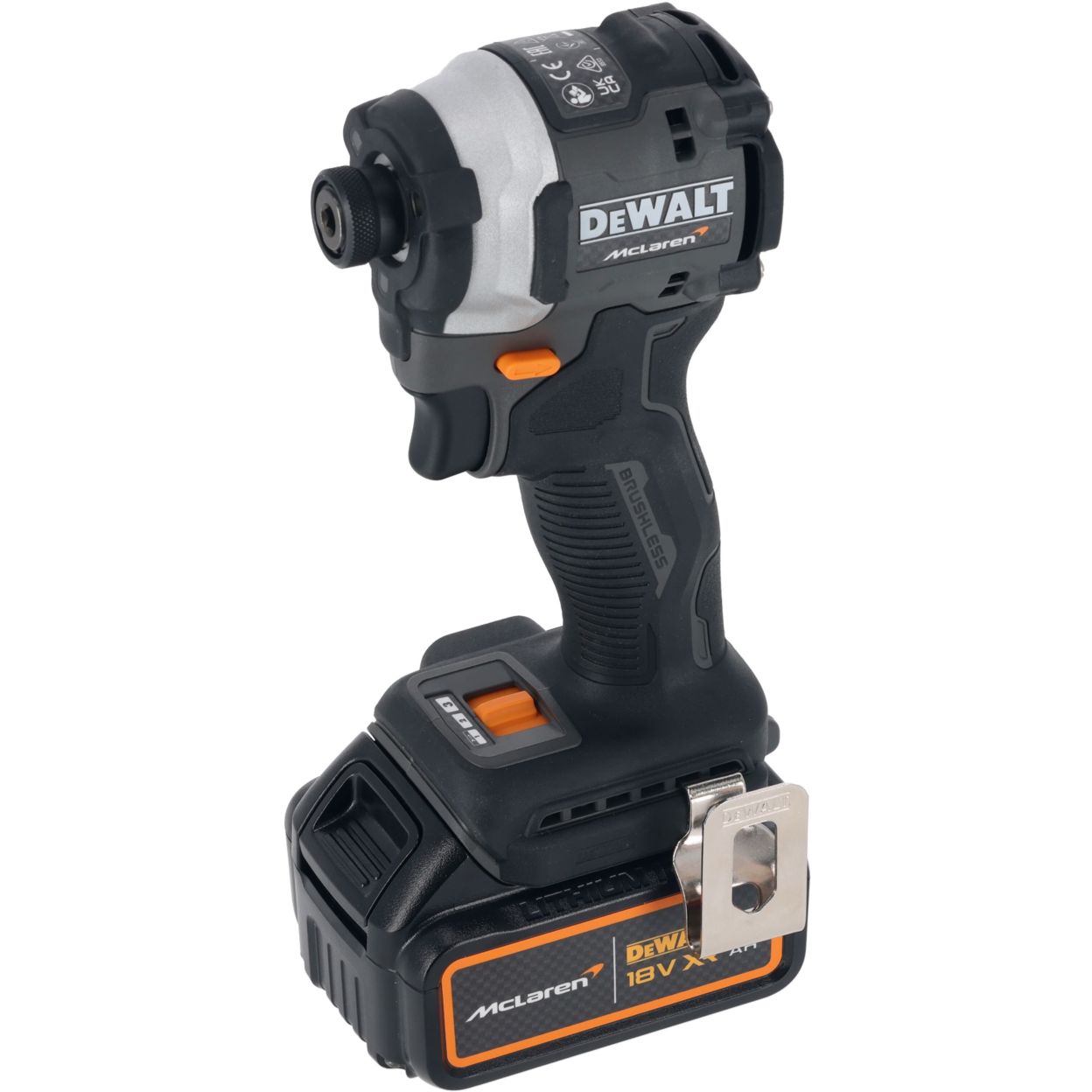 Шуруповерт DEWALT McLaren Limited Edition DCF85MP2T, 18 В, 205 Нм, 3800 уд/мин, с 2 АКБ 5 Ач и ЗУ, в кейсе TSTAK (DCF85MP2T-QW)